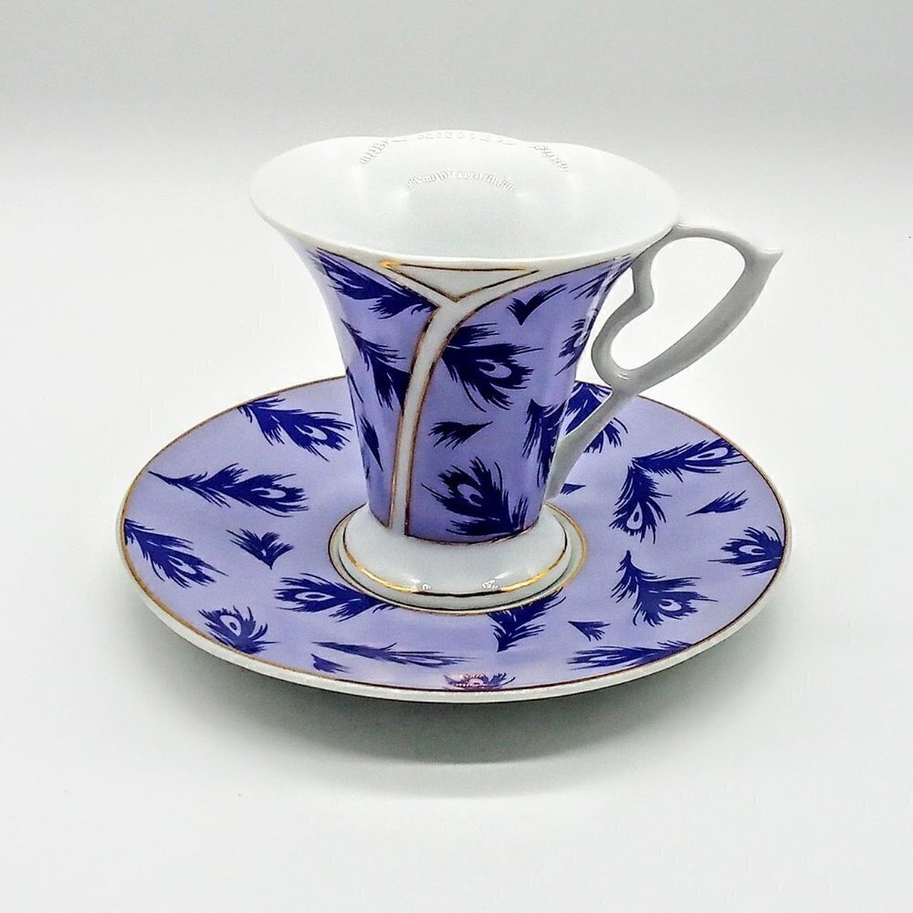 C'est Fantastique Purple Beverage Zone Porcelain Cup & Saucer